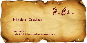 Hicke Csaba névjegykártya